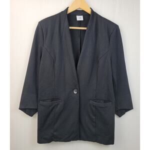 Cabi‎ Collarless Blazer Jacket Womens 6 Black Stretch Ponte Knit Casual Office